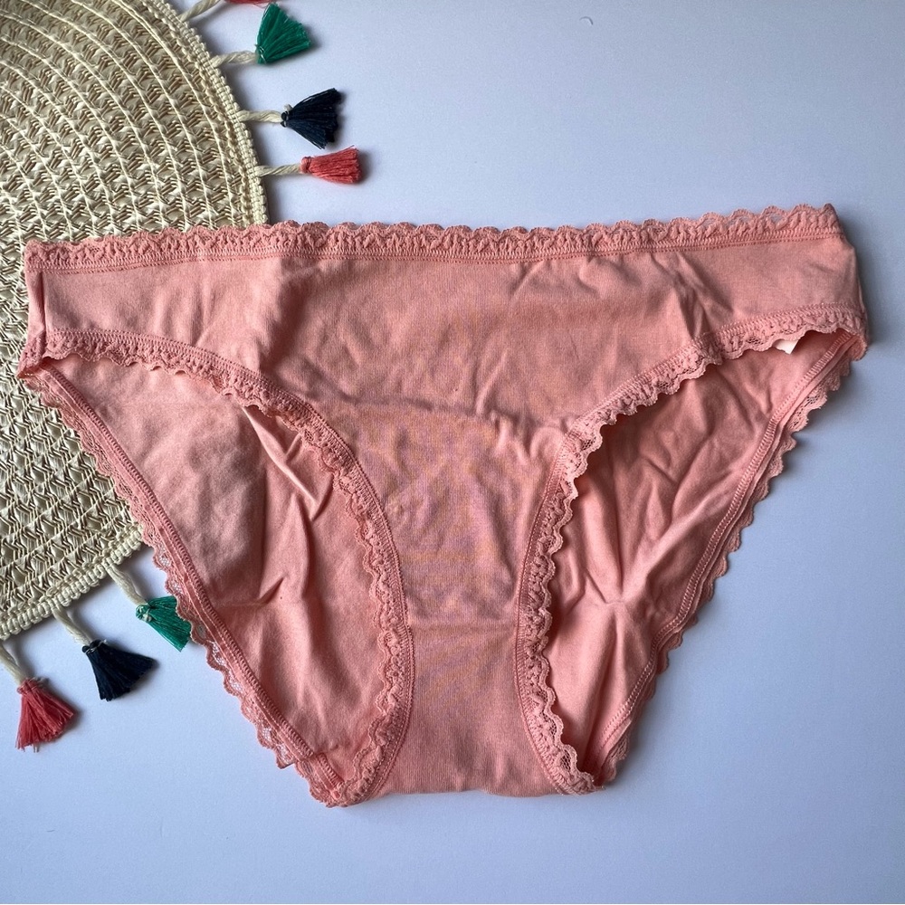 Victoria's Secret Lace Waist Bikini Panty Just Peachy Large NEW